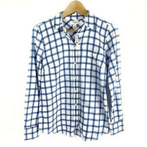 NWT J Crew Women’s Blue and White Flannel Shirt